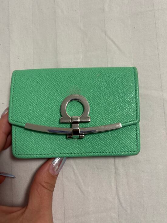 Salvatore Ferragamo Accessories - Salvatore Ferragamo Gancini Mint Green Leather Key Holder / Card Case